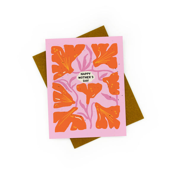 Red Flowers Mother's Day Card